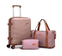 CONCEPTEN Expandable Luggage Sets 3 Piece, Hard Case Suitcase Set with Spinner Wheels,22x14x9 Airline Approved Carry on,Lightweight Durable Suitcase with TSA Lock, Champagne Gold, Hardside Luggage