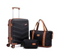 CONCEPTEN Expandable Luggage Sets 3 Piece, Hard Case Suitcase Set with Spinner Wheels,22x14x9 Airline Approved Carry on,Lightweight Durable Suitcase with TSA Lock, Black, Hardside Luggage With Spinner