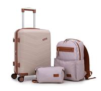 CONCEPTEN Expandable Luggage Sets 3 Piece, Hard Case Suitcase Set with Spinner Wheels,22x14x9 Airline Approved Carry on,Lightweight Durable Suitcase with TSA Lock, Beige, Hardside Luggage With Spinner