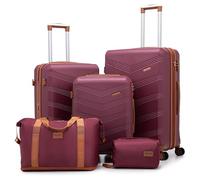 CONCEPTEN Expandable Luggage Sets 5 Piece, Hard Case Suitcase Set with Spinner Wheels,22x14x9 Airline Approved Carry on,Lightweight Durable Suitcase with TSA Lock, Red, Hardside Luggage With Spinner