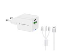 Conceptronic 2-Port 33W GaN USB PD Charger with 3-in-1 Charging Cable.