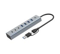 Conceptronic 7-Port USB 3.0 Hub, USB-C x 3, USB-A x 4, 5Gbps, Compatible with Laptops, Desktops, Peripherals, Gadgets