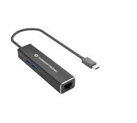 CONCEPTRONIC ABBY14B 2.5G Ethernet USB 3.2 Gen 1 Adapter with USB Hub, 2.5GbE, USB-A x 2, USB-C x 2