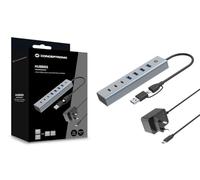 Conceptronic HUBBIES20GP 7-Port USB 3.0 Hub with Power Adapter, 5Gbps, USB-C x 3, USB-A x 4