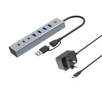 Conceptronic HUBBIES20GP 7-Port USB 3.0 Hub with Power Adapter, 5Gbps, USB-C x 3, USB-A x 4
