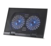 Conceptronic THANA02B Laptop/Notebook Cooling Pad/Tray for up to 17" devices, 2 Integrated fans, Height adjustable, Anti slip design, on/off power switch, usb powered