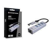 Conceptronic USB-C/USB-A 3.0 to Gigabit Ethernet Adapter with 3X USB-A 3.0, 5Gbps Transfer Speed