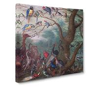 Concert Of Birds by Jan van Kessel Canvas Print | Gallery Wrapped 30mm Frame Wall Art | 14x14 inches | Ready to Hang | Classic Bird Picture | Living Room Bedroom Lounge Office