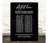 Concert Setlist Poster Print Canvas Black White - Any Artist, Date, Gig, Venue Music Concert Memorabilia, Gig Setlist Poster, Song Music Print, Concert Keepsake Souvenir Art Print Gift