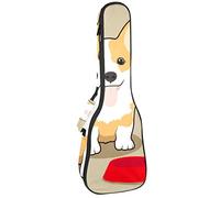 Concert Ukulele Backpack, Heavy Duty Ukulele Case Bag with Storage, Soprano Concert Tenor Ukulele 10MM Padded Bag Cute Corgi Dog Hungry Bones