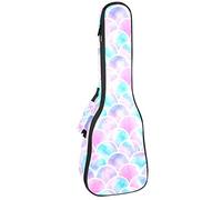 Concert Ukulele Backpack, Heavy Duty Ukulele Case Bag with Storage, Soprano Concert Tenor Ukulele 10MM Padded Bag Mermaid Scale Pink Blue