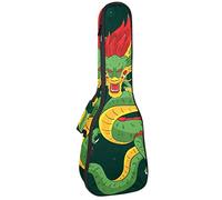 Concert Ukulele Backpack, Heavy Duty Ukulele Case Bag with Storage, Soprano Concert Tenor Ukulele 10MM Padded BagTraditional Chinese Dragon Green
