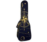 Concert Ukulele Backpack, Heavy Duty Ukulele Case Bag with Storage, Soprano Concert Tenor Ukulele 10MM Padded Bag Vintage Compass Stars