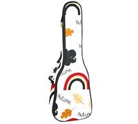 Concert Ukulele Backpack, Heavy Duty Ukulele Case Bag with Storage, Soprano Concert Tenor Ukulele 10MM Padded Bag Autumn Chicken Pumpkin Clouds