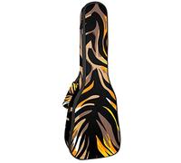 Concert Ukulele Backpack, Heavy Duty Ukulele Case Bag with Storage, Soprano Concert Tenor Ukulele 10MM Padded Bag Tiger Striped Pattern