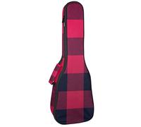 Concert Ukulele Backpack, Heavy Duty Ukulele Case Bag with Storage, Soprano Concert Tenor Ukulele 10MM Padded Bag Trendy Pattern Navy Red Plaid Classic