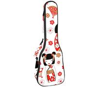 Concert Ukulele Backpack, Heavy Duty Ukulele Case Bag with Storage, Soprano Concert Tenor Ukulele 10MM Padded Bag Kokeshi Japanese Dolls