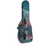Concert Ukulele Backpack, Heavy Duty Ukulele Case Bag with Storage, Soprano Concert Tenor Ukulele 10MM Padded Bag Moon Space Nasa Planet Star