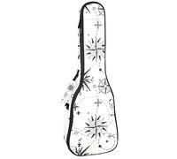 Concert Ukulele Backpack, Heavy Duty Ukulele Case Bag with Storage, Soprano Concert Tenor Ukulele 10MM Padded Bag Vintage Compass Stars Pattern