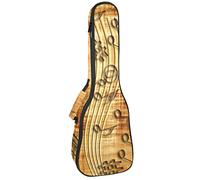 Concert Ukulele Backpack, Heavy Duty Ukulele Case Bag with Storage, Soprano Concert Tenor Ukulele 10MM Padded Bag Retro Music Clef Notenblatt