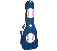 Concert Ukulele Backpack, Heavy Duty Ukulele Case Bag with Storage, Soprano Concert Tenor Ukulele 10MM Padded Bag Sports Baseball Star Royal Blue Stripe