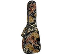 Concert Ukulele Backpack, Heavy Duty Ukulele Case Bag with Storage, Soprano Concert Tenor Ukulele 10MM Padded Bag Oriental Traditional Seamless Pattern