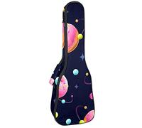 Concert Ukulele Backpack, Heavy Duty Ukulele Case Bag with Storage, Soprano Concert Tenor Ukulele 10MM Padded Bag Doughnut Planet Pink Sweet Dessert