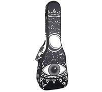 Concert Ukulele Backpack, Heavy Duty Ukulele Case Bag with Storage, Soprano Concert Tenor Ukulele 10MM Padded Bag Bohemian Mandala Moon Black White