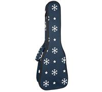 Concert Ukulele Backpack, Heavy Duty Ukulele Case Bag with Storage, Soprano Concert Tenor Ukulele 10MM Padded Bag Snow Flake on Blue