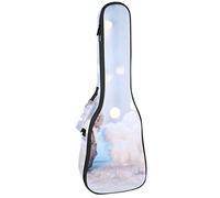 Concert Ukulele Backpack, Heavy Duty Ukulele Case Bag with Storage, Soprano Concert Tenor Ukulele 10MM Padded Bag Tiny Snowman Knitted Hat Scraft