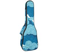 Concert Ukulele Backpack, Heavy Duty Ukulele Case Bag with Storage, Soprano Concert Tenor Ukulele 10MM Padded BagBlack SheepsTraditional Blue Chinese Clouds