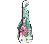 Concert Ukulele Backpack, Heavy Duty Ukulele Case Bag with Storage, Soprano Concert Tenor Ukulele 10MM Padded Bag Cactus Boho Bouquet of Thorny Blossoms