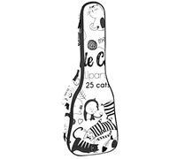 Concert Ukulele Backpack, Heavy Duty Ukulele Case Bag with Storage, Soprano Concert Tenor Ukulele 10MM Padded Bag Cat Pattern Black and White Cute