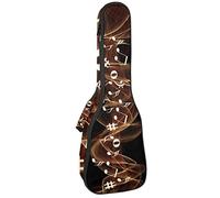 Concert Ukulele Backpack, Heavy Duty Ukulele Case Bag with Storage, Soprano Concert Tenor Ukulele 10MM Padded Bag Music Clef Retro