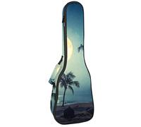 Concert Ukulele Backpack, Heavy Duty Ukulele Case Bag with Storage, Soprano Concert Tenor Ukulele 10MM Padded Bag Fantasy Tropical Beach Full Moon Night