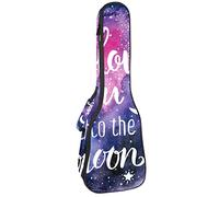 Concert Ukulele Backpack, Heavy Duty Ukulele Case Bag with Storage, Soprano Concert Tenor Ukulele 10MM Padded Bag I Love You To The Moon Galaxy