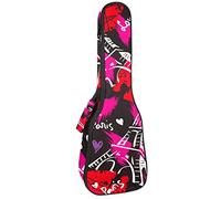 Concert Ukulele Backpack, Heavy Duty Ukulele Case Bag with Storage, Soprano Concert Tenor Ukulele 10MM Padded Bag Paris Eiffel Tower Love Red Lips