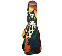 Concert Ukulele Backpack, Heavy Duty Ukulele Case Bag with Storage, Soprano Concert Tenor Ukulele 10MM Padded Bag Holiday Death Horror Poster Skull Ghost