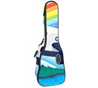 Concert Ukulele Backpack, Heavy Duty Ukulele Case Bag with Storage, Soprano Concert Tenor Ukulele 10MM Padded Bag An Airplane Near the