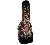 Concert Ukulele Backpack, Heavy Duty Ukulele Case Bag with Storage, Soprano Concert Tenor Ukulele 10MM Padded Bag Tiger
