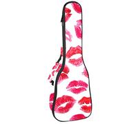 Concert Ukulele Backpack, Heavy Duty Ukulele Case Bag with Storage, Soprano Concert Tenor Ukulele 10MM Padded Bag Pink Kiss Pattern