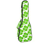 Concert Ukulele Backpack, Heavy Duty Ukulele Case Bag with Storage, Soprano Concert Tenor Ukulele 10MM Padded Bag Lucky Irish Clover For St. Patrick's Day
