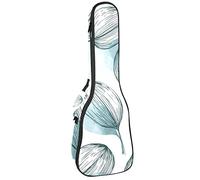 Concert Ukulele Backpack, Heavy Duty Ukulele Case Bag with Storage, Soprano Concert Tenor Ukulele 10MM Padded Bag Hand Drawn Nature Leaves