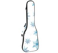 Concert Ukulele Backpack, Heavy Duty Ukulele Case Bag with Storage, Soprano Concert Tenor Ukulele 10MM Padded Bag Blue Snow Flake