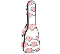 Concert Ukulele Backpack, Heavy Duty Ukulele Case Bag with Storage, Soprano Concert Tenor Ukulele 10MM Padded Bag Pink Flying Hearts Love