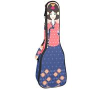 Concert Ukulele Backpack, Heavy Duty Ukulele Case Bag with Storage, Soprano Concert Tenor Ukulele 10MM Padded Bag Lady in Hanbok Traditional Korean Women