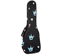 Concert Ukulele Backpack, Heavy Duty Ukulele Case Bag with Storage, Soprano Concert Tenor Ukulele 10MM Padded Bag Cute Crown Loving Heart Black