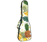 Concert Ukulele Backpack, Heavy Duty Ukulele Case Bag with Storage, Soprano Concert Tenor Ukulele 10MM Padded BagBlack SheepsTropical Fruit Banana Pineapple Lemon Floral