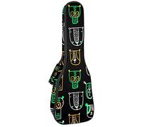 Concert Ukulele Backpack, Heavy Duty Ukulele Case Bag with Storage, Soprano Concert Tenor Ukulele 10MM Padded BagAbstract Bear and Owl Faces Pattern