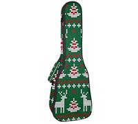 Concert Ukulele Backpack, Heavy Duty Ukulele Case Bag with Storage, Soprano Concert Tenor Ukulele 10MM Padded BagBlack SheepsGreen Christmas Knitting Pattern